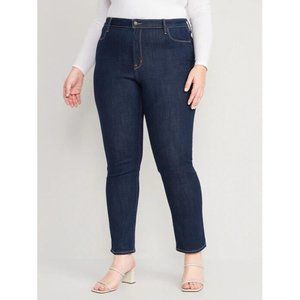 Old Navy Jeans High Rise Wow Straight Dark Blue Denim